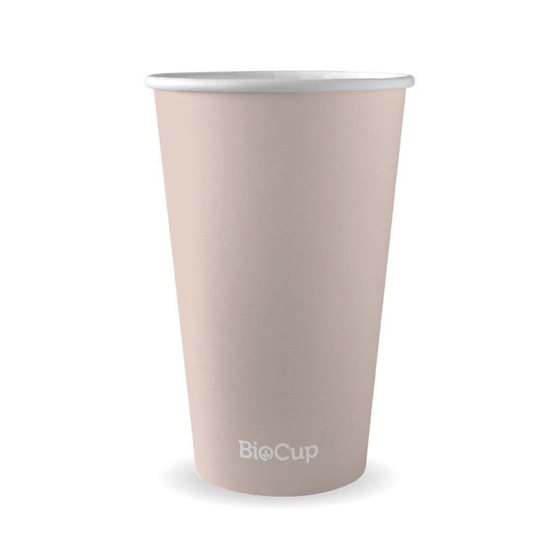 BioPak 510ml / 16oz (90mm) Aqueous Single Wall Home Compostable Takeaway Coffee Cup.