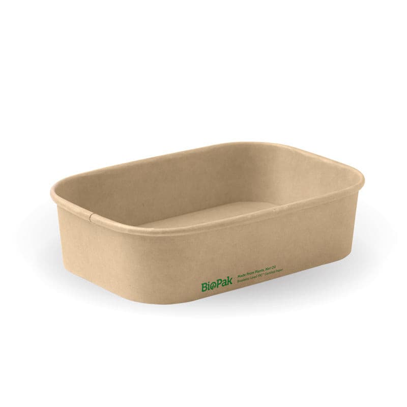 BioPak 500ml Rectangle PLA Lined Paper Container.