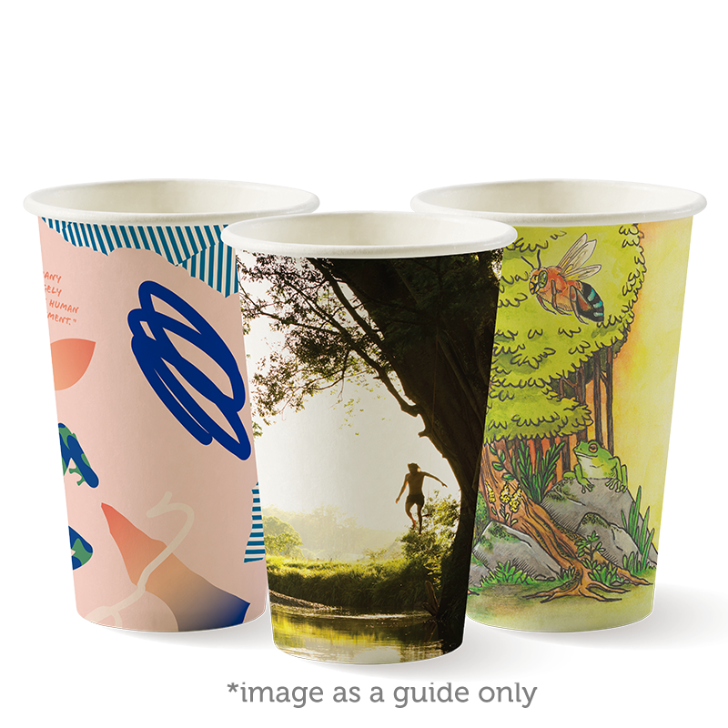 BioPak 12oz (80mm) Single Wall Art Series BioCup | Paper Lane Packaging