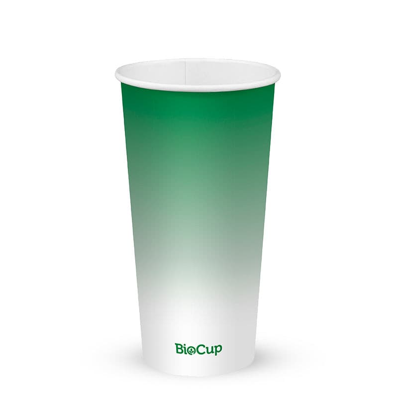 BioPak 600ml / 20oz (90mm) Cold Paper BioCups - green fade.