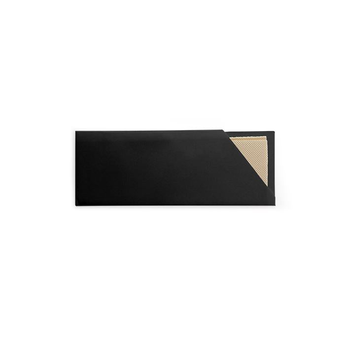 Disposable Takeaway Cutlery Pouch - Black Cutlery Pouch with Bamboo Napkin 1000 per carton.