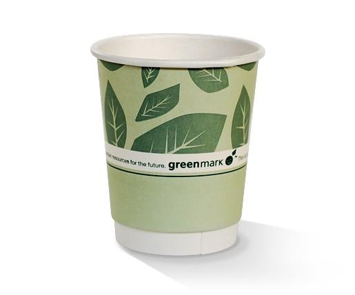 8oz PLA coated Double Wall Cup / green print.