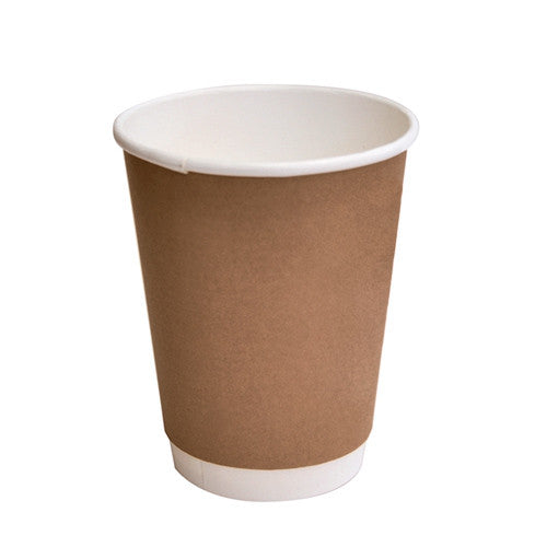 12oz PLA coated Double Wall Cup/ brown print.