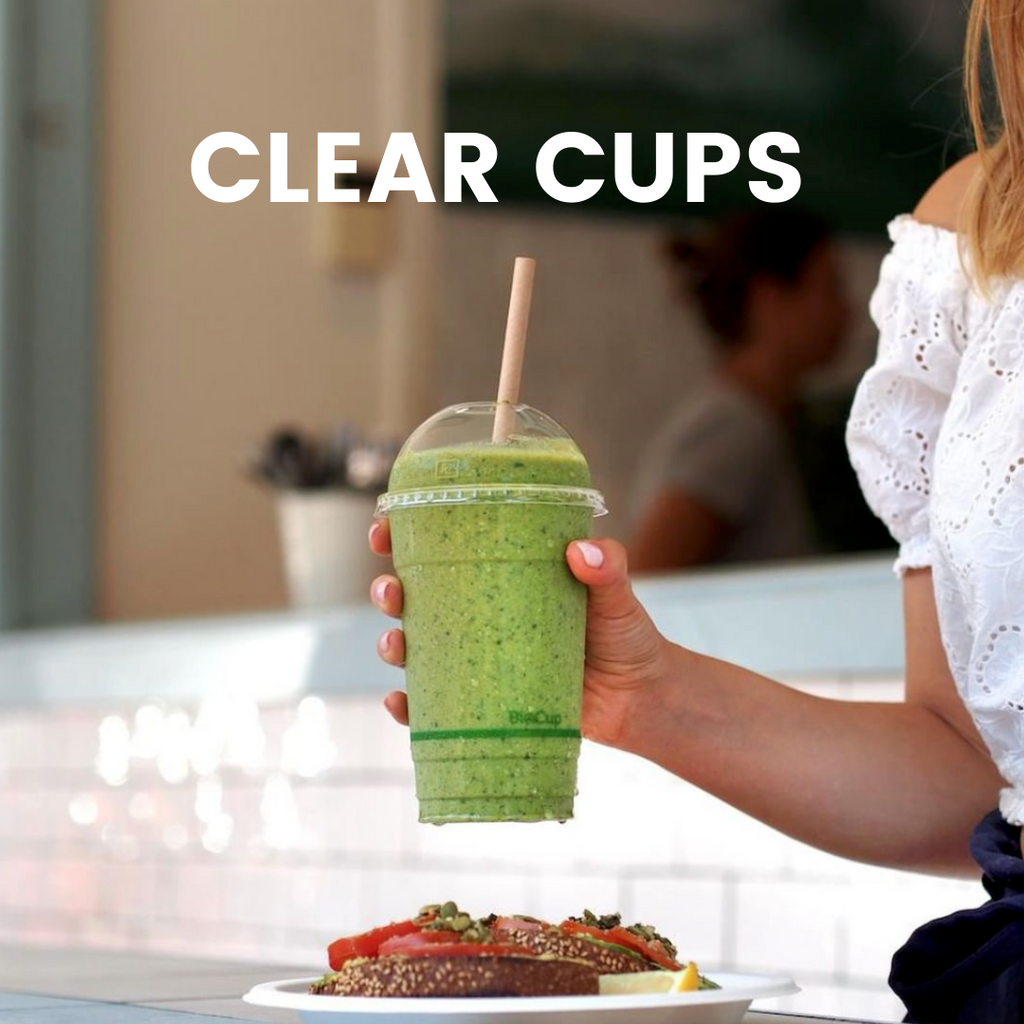 Disposable plastic free slear cups for your takeaway drinks.  Choose from matching dome and flat lids and shop our amazing range of paper straws at wholesale prices