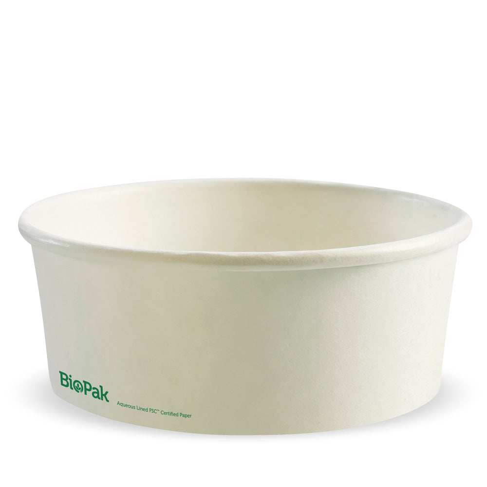 BioPak 1,300ml Extra Large White BioBowl | Paper Lane Packaging
