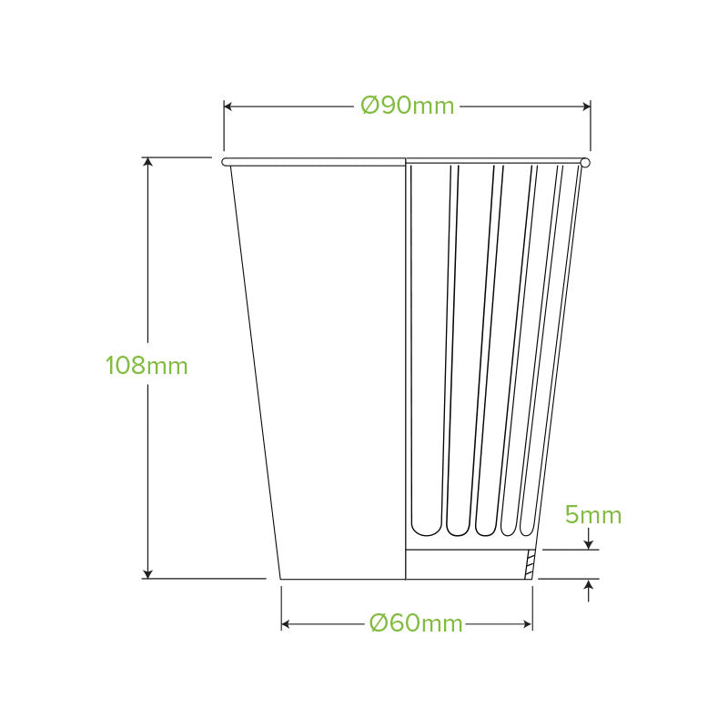 BioPak 390ml / 12oz (90mm) Black Aqueous Double Wall Home Compostable Takeaway Coffee Cup.