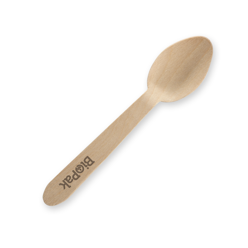 10 cm wooden takeaway teaspoon coated with birchwood