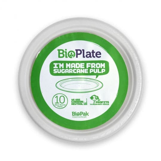 BioPak 25CM / 10" WHITE BIOPLATES - 10PK.