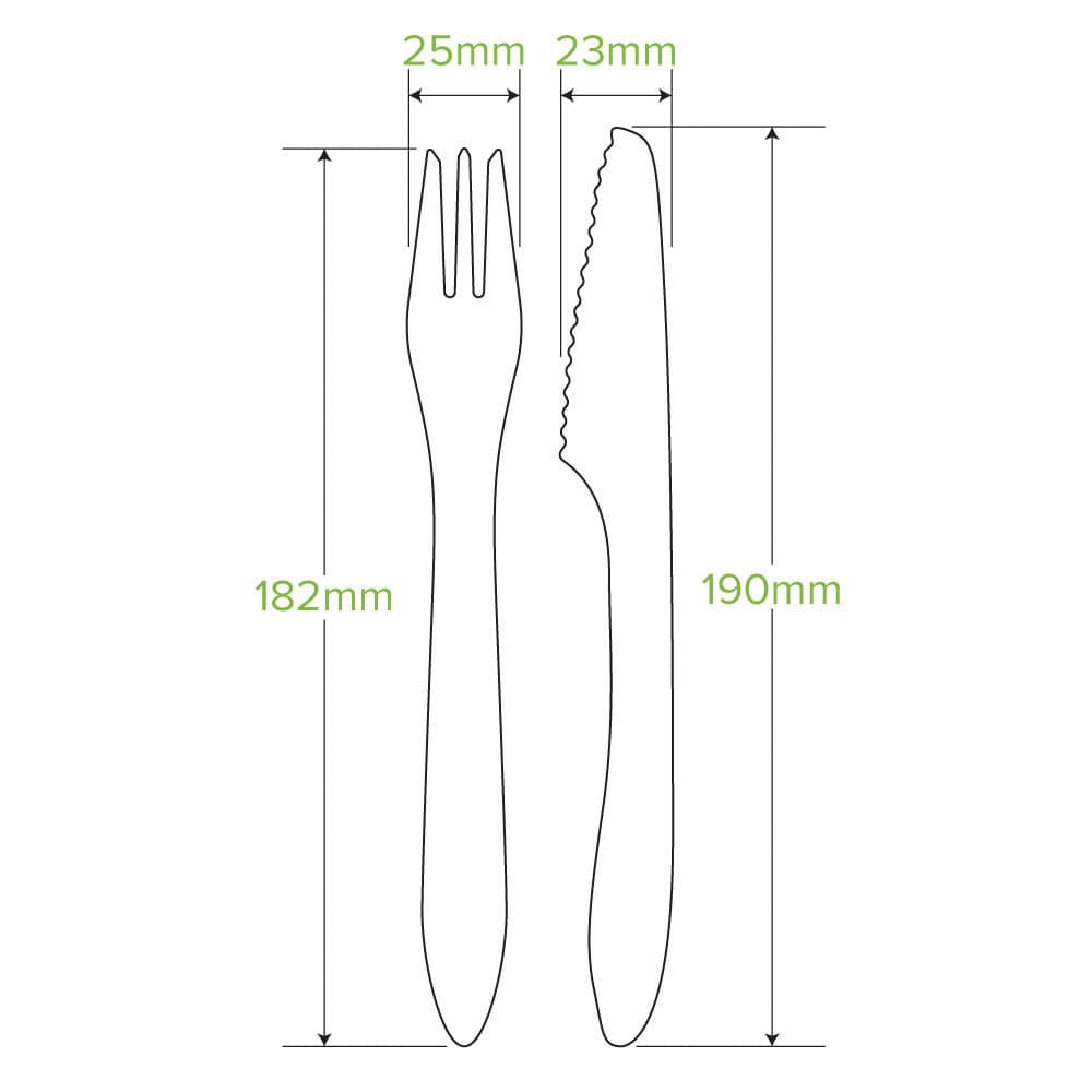 Individually Wrapped 19cm Coated Wooden Knife, Fork & Napkin Set