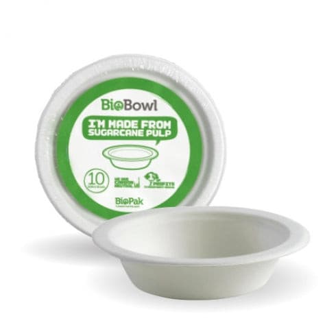 BioPak 500ML WHITE BIOBOWLS - 10PK