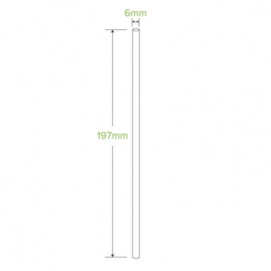 6MM WHITE REGULAR STRAWS - 50PK