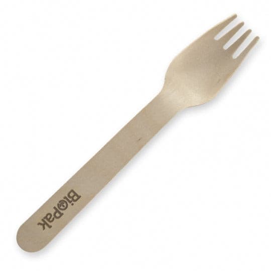 BioPak 16CM WOODEN FORK -10PK.