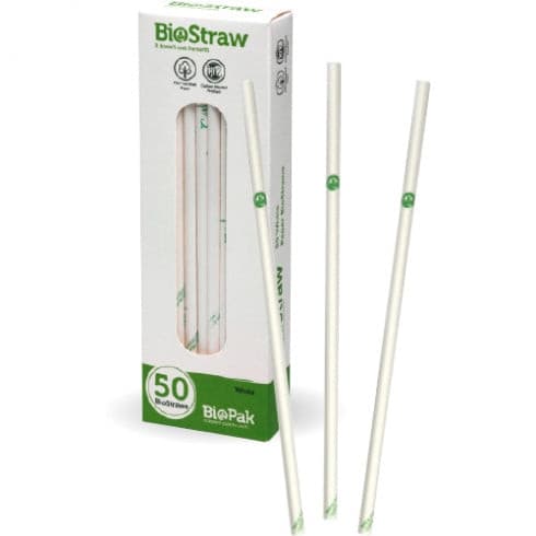 6MM WHITE REGULAR STRAWS - 50PK