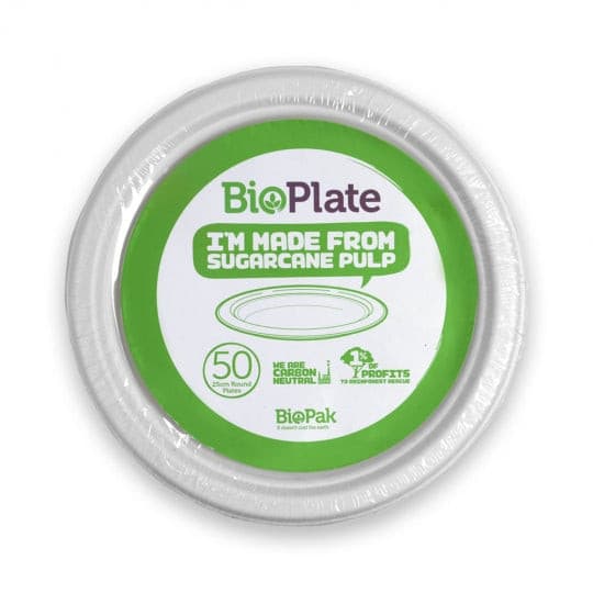 BioPak 25CM / 10" WHITE BIOPLATES - 50PK.