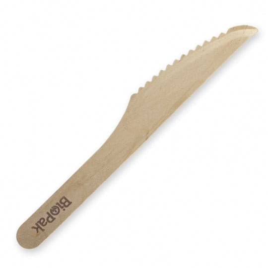 BioPak 16CM WOODEN KNIFE - 10PK.