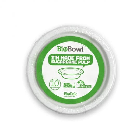 BioPak 500ML WHITE BIOBOWLS - 10PK.