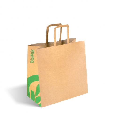 BioPak SMALL FLAT HANDLE KRAFT PAPER BAGS