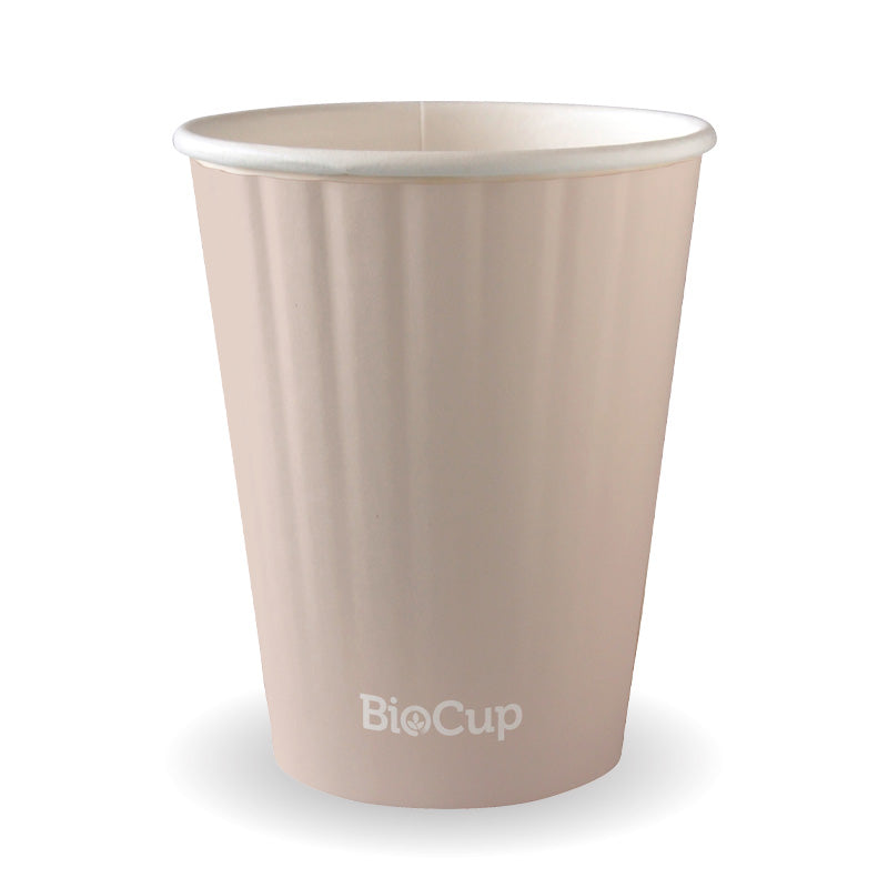 BioPak 390ml / 12oz (90mm) Aqueous Double Wall Home Compostable Takeaway Coffee Cup.