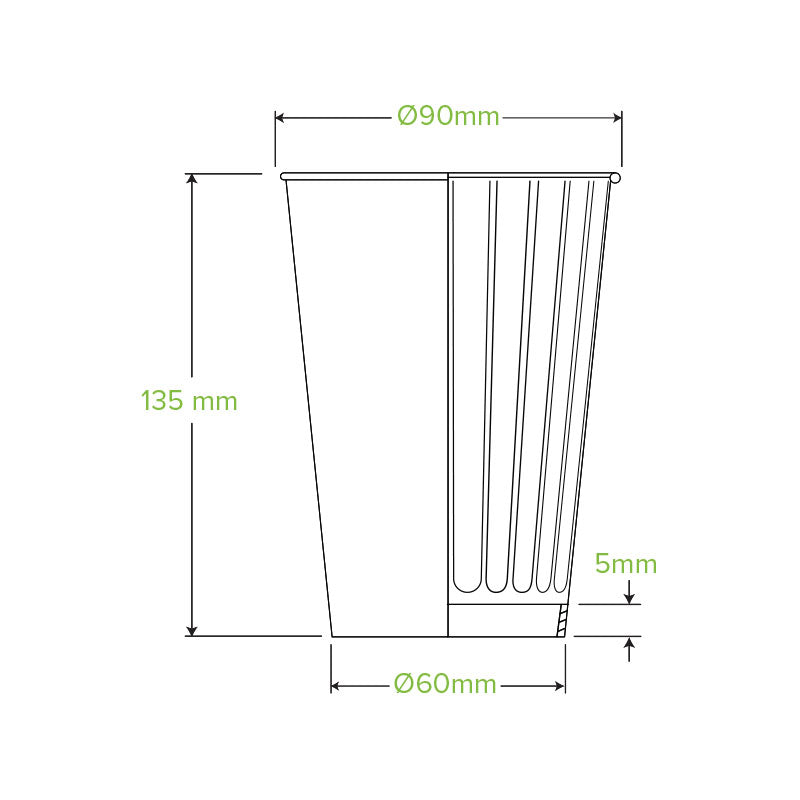 BioPak 460ml / 16oz (90mm) Aqueous Double Wall Home Compostable Takeaway Coffee Cup.