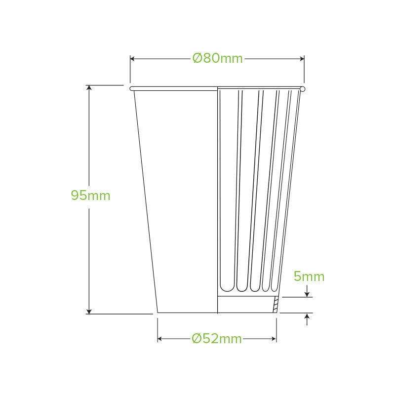 BioPak 255ml / 8oz (80mm) Aqueous Double Wall Home Compostable Takeaway Coffee Cup.