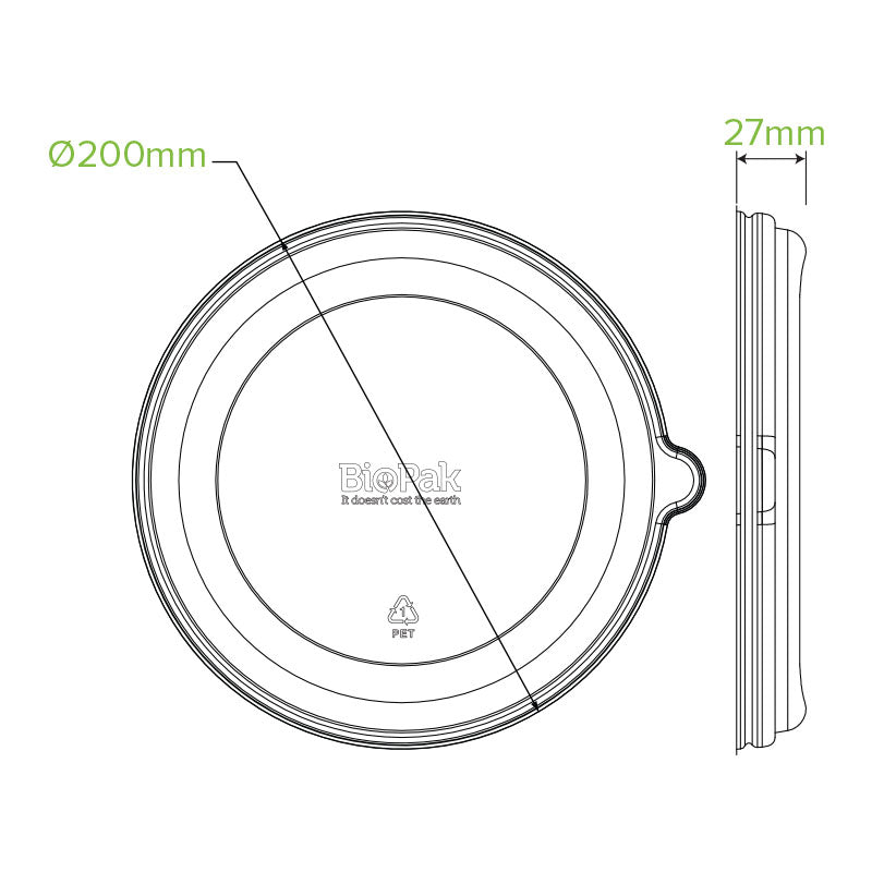 BioPak 24, 32 & 40oz PET Bowl Lid.