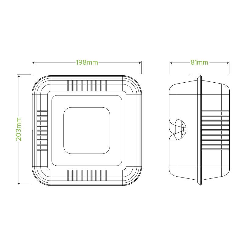 BioPak 7.8x8x3" Natural Clamshell Made from Sugarcane Fibre - Home Compostable.