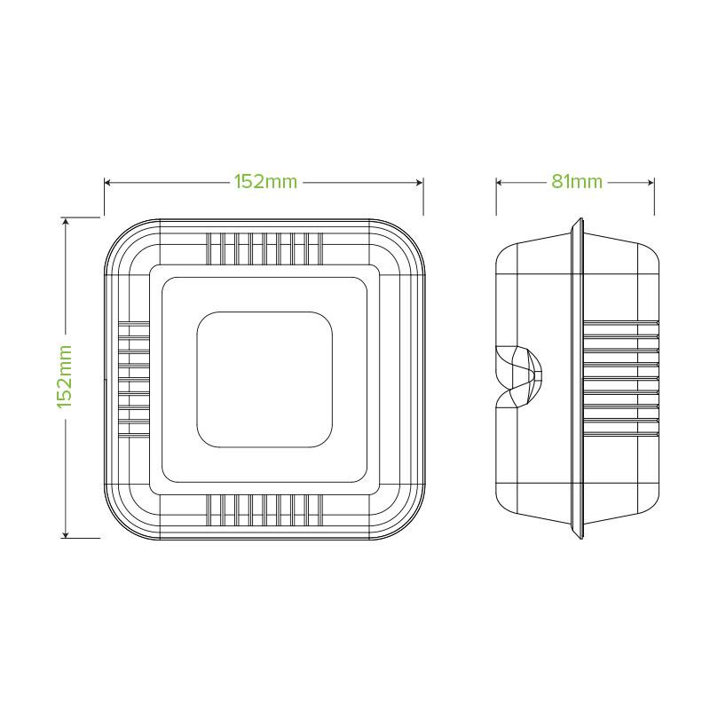 BioPak 6x6x3" White Hamburger Clamshell Made from Sugarcane Fibre - Home Compostable.