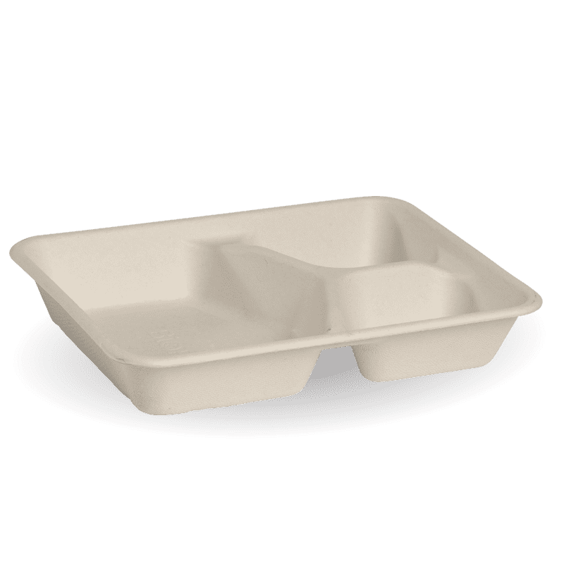 BioPak 3 Compartment Natural BioCane Takeaway Base