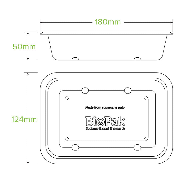 BioPak 600ml White BioCane Takeaway Base.