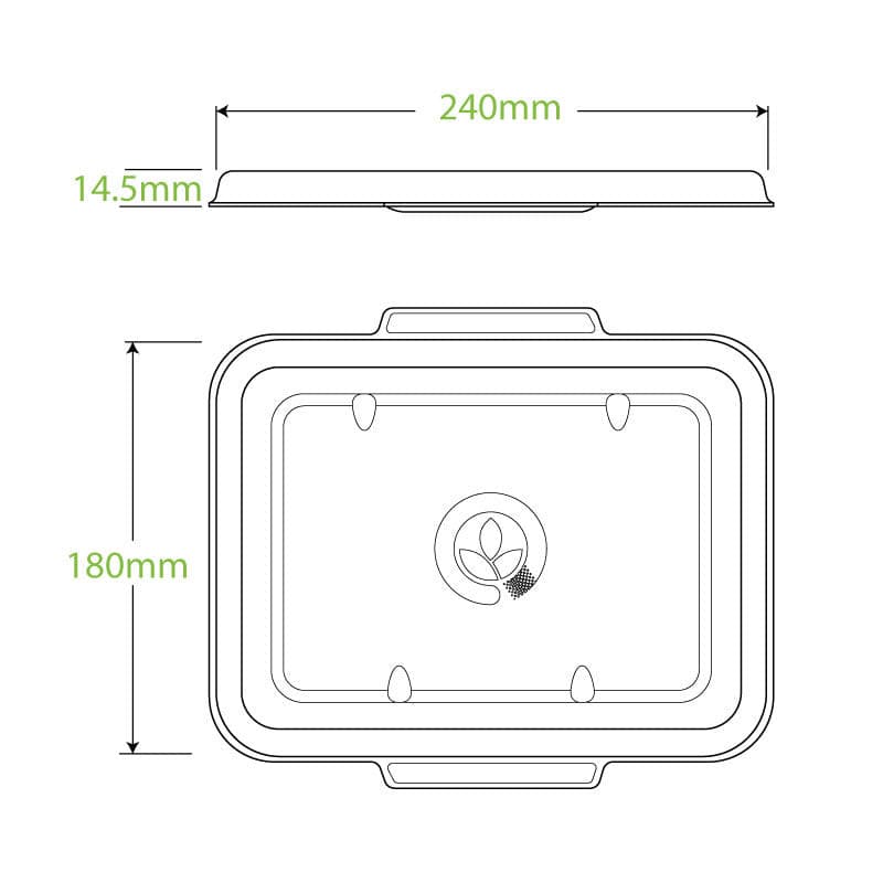 BioPak 2 & 3 Compartment White BioCane Takeaway Lid.