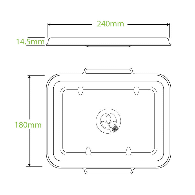 BioPak 2 & 3 Compartment Sugarcane Fibre Takeaway Base Lid - Natural.