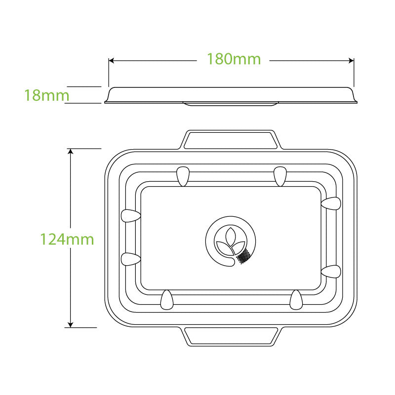 BioPak 500ml & 600ml Natural BioCane Takeaway Base Lid.