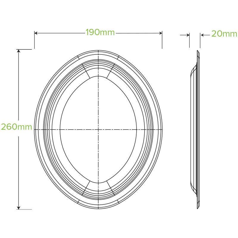 BioPak 10.25x7.75" Oval BioCane Plate.