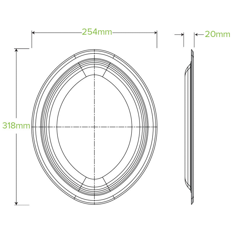 BioPak 12.5x10" Oval BioCane Plate.