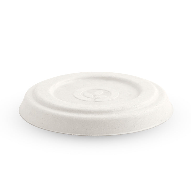 BioPak 60ml White Sugarcane Base Sauce Container Lid.