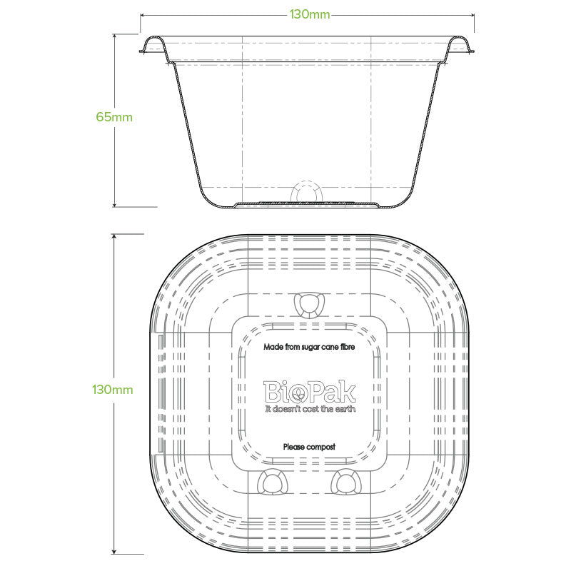 BioPak 480ml White BioCane Takeaway Base.