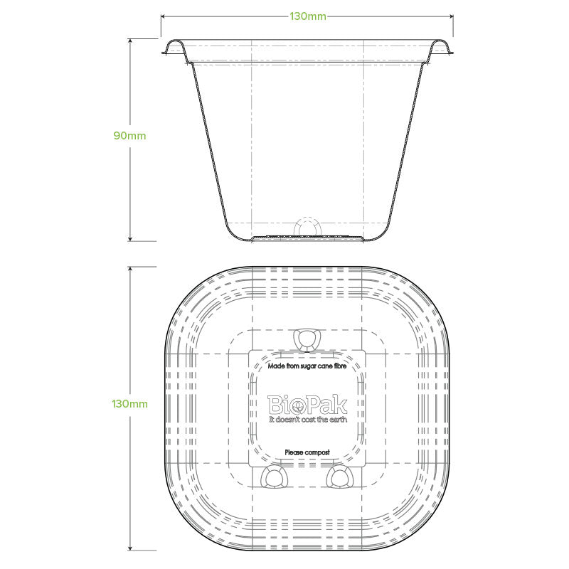 BioPak 630ml Natural BioCane Takeaway Base.