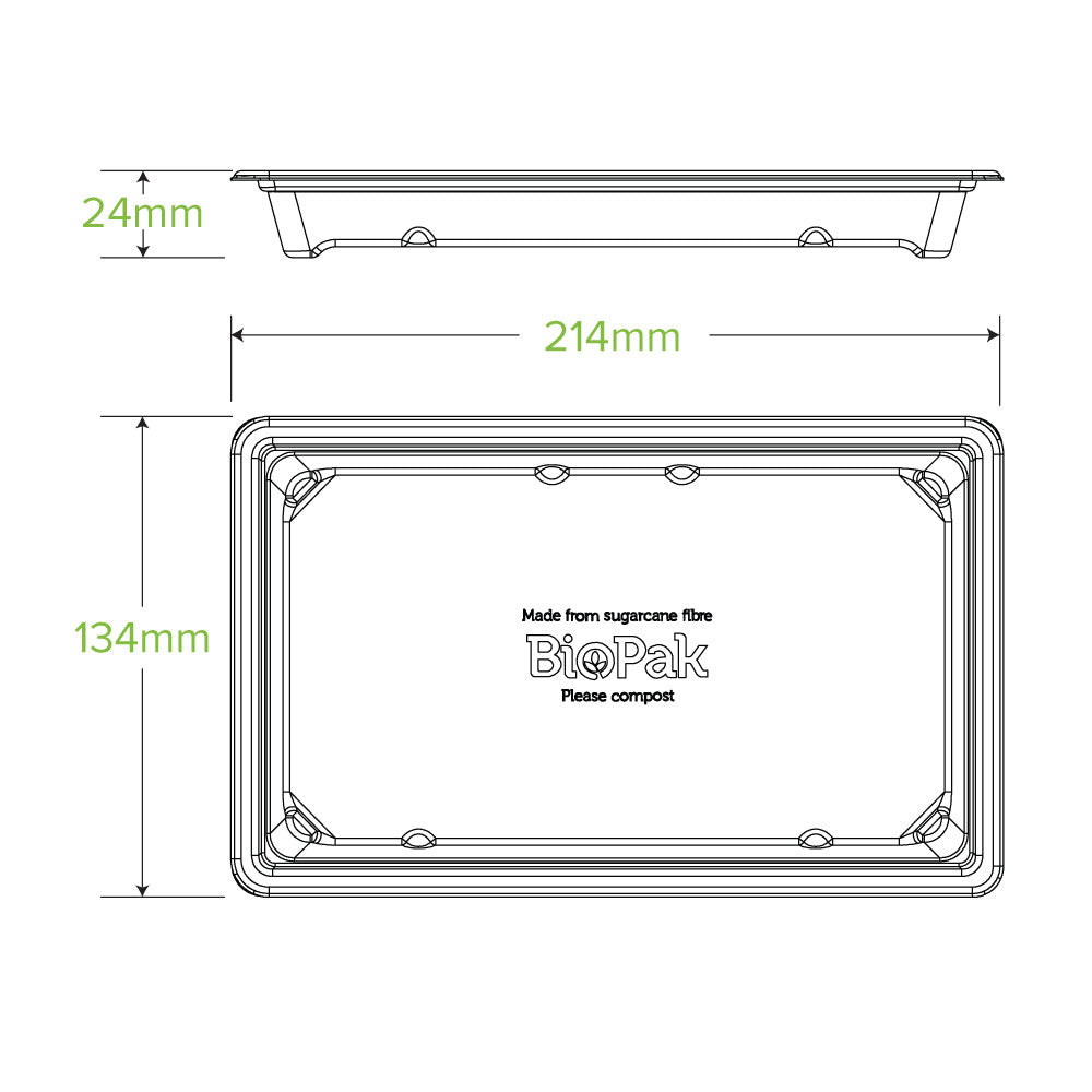 BioPak Large BioCane Sushi Tray.