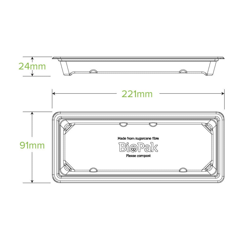 BioPak Long BioCane Sushi Tray.