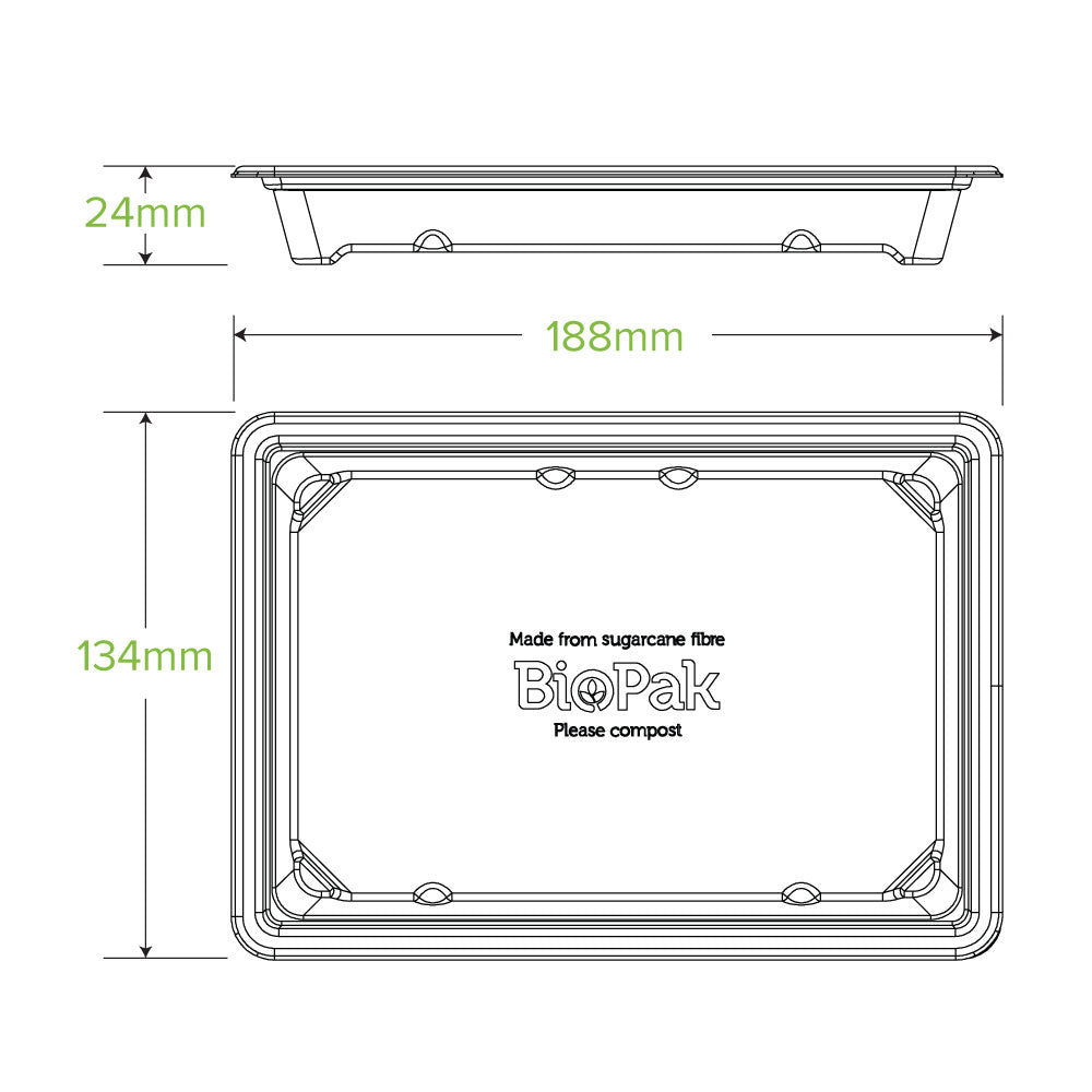 BioPak Medium BioCane Sushi Tray.