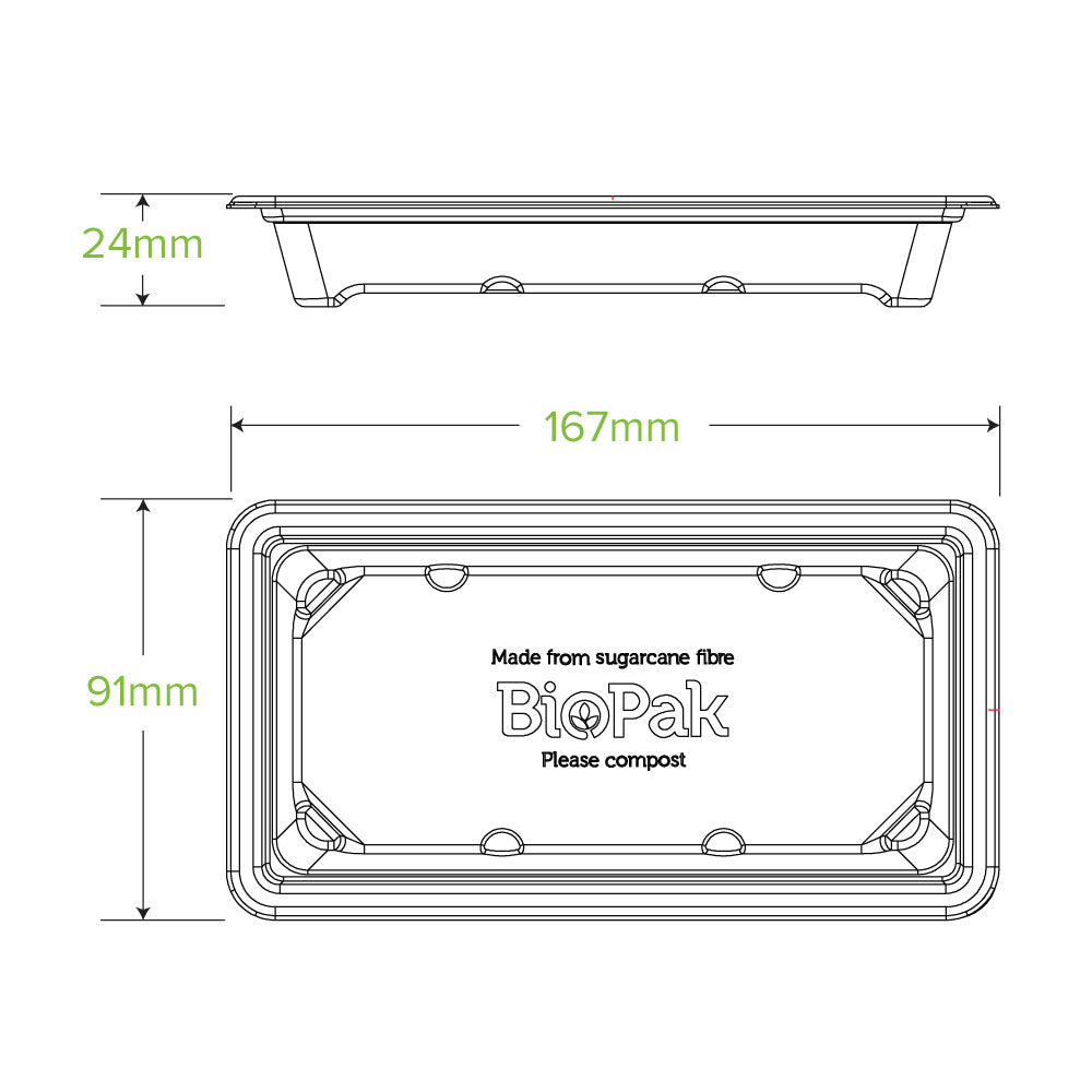 BioPak Small BioCane Sushi Tray.