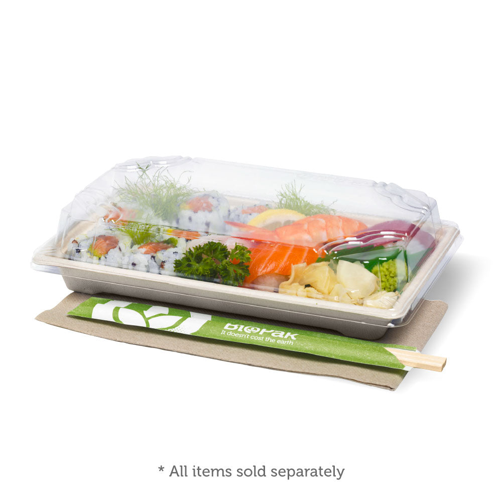 BioPak Large BioCane Sushi Tray PLA Lid.