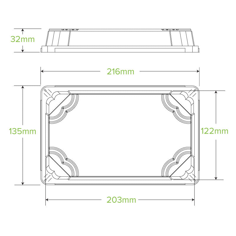 BioPak Large BioCane Sushi Tray PLA Lid.