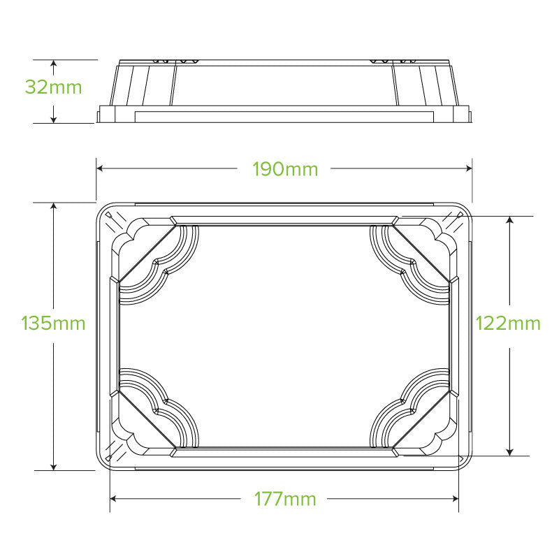 BioPak Medium BioCane Sushi Tray PLA Lid.