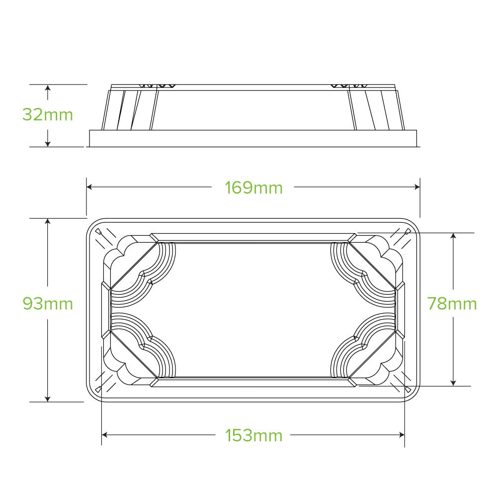 BioPak Small BioCane Sushi Tray PLA Lid.