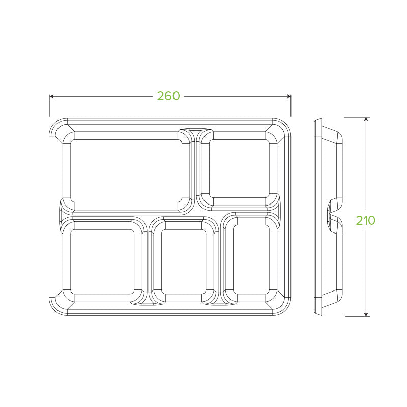 BioPak 5-Compartment BioCane Tray.