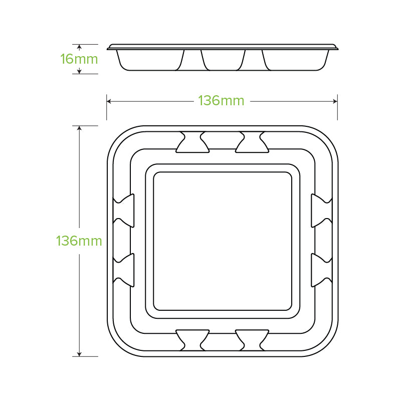 BioPak 5x5" BioCane Produce Tray.