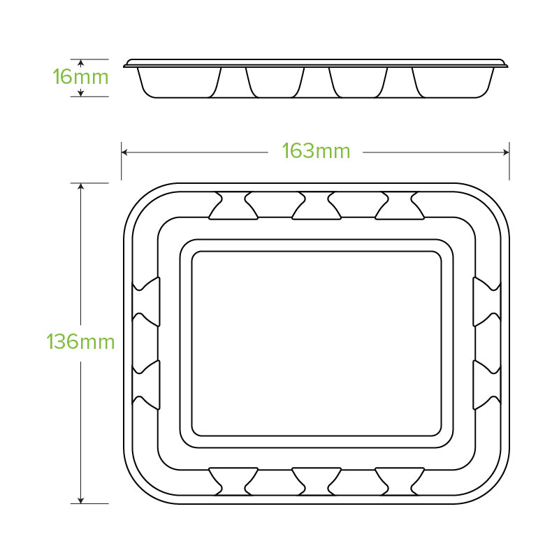 BioPak 6x5" BioCane Produce Tray.