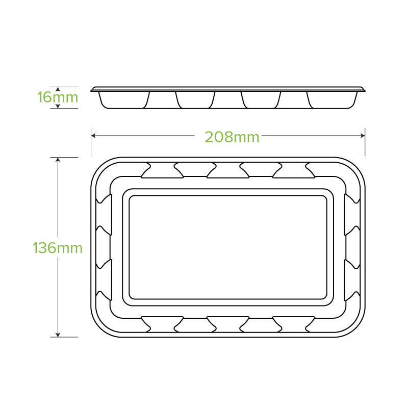 BioPak 8x5" BioCane Produce Tray.