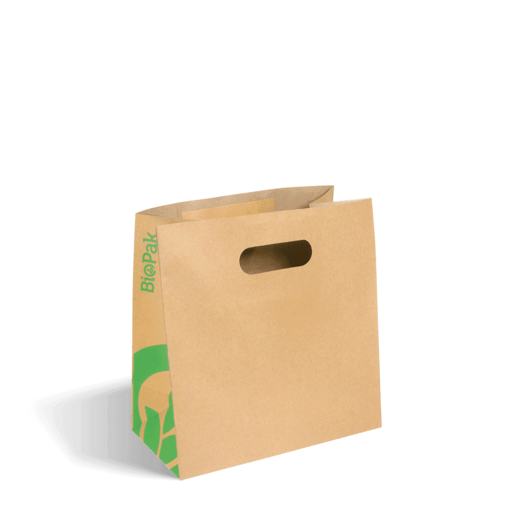 BioPak Small Die Cut Handle Kraft Paper Bags